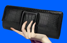 Black buckle clutch