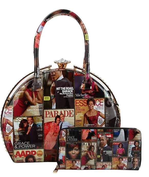 Michelle Obama large bling handbag and wallet set