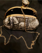 Black and White Clutch W/Bling closure and detachable chain